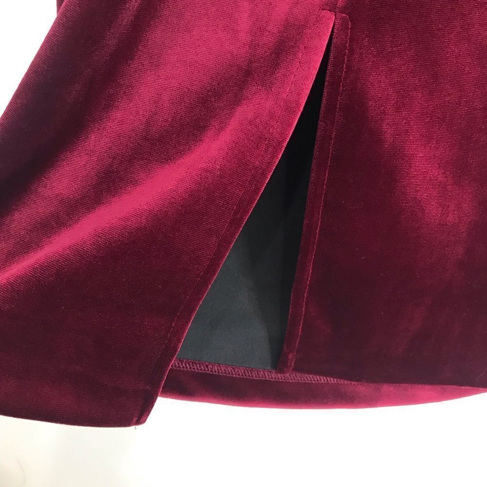 Express Wine Red Strapless Sweetheart Velour Holiday Pencil Dress - Picture 14 of 16
